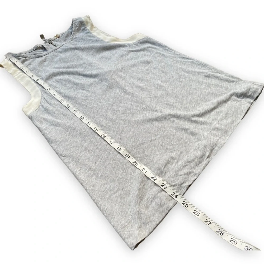 J Crew Gray Silk Trimmed Sleeveless Blouse